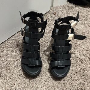 Steve Madden Black Multi-Strap Heels